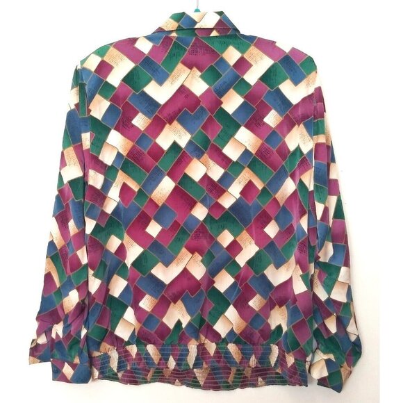 Womens Geometric print Shirt top 20W 2X multicolor ALFRED DUNNER collar buttonup - Picture 2 of 9